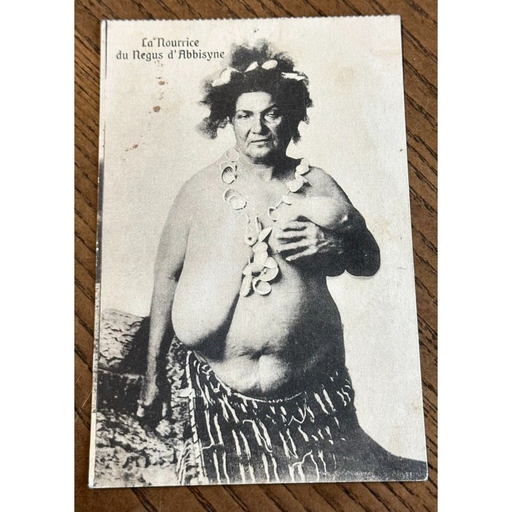 Egyptian 1915 Wet Nurse NEGUS D'ABBISYNE Ethnographic Cairo Postcard RPPC Nude